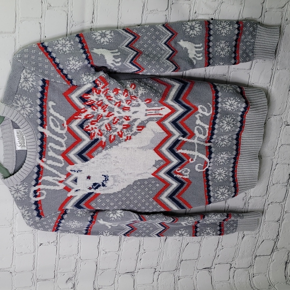 Game of thrones winter is here ghost wolf holiday sweater
